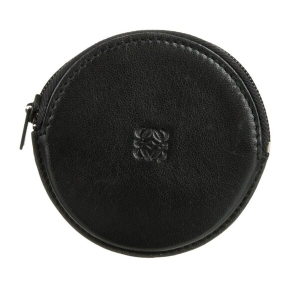 𝅺Loewe Anagram Logo Leather Coin Pouch Round Black - Picture 1 of 4